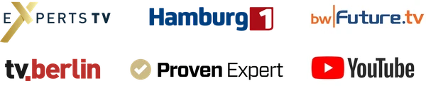 EXPERTS TV, Hamburg 1, bw Future.tv, tv.berlin, ProvenExpert und YouTube
